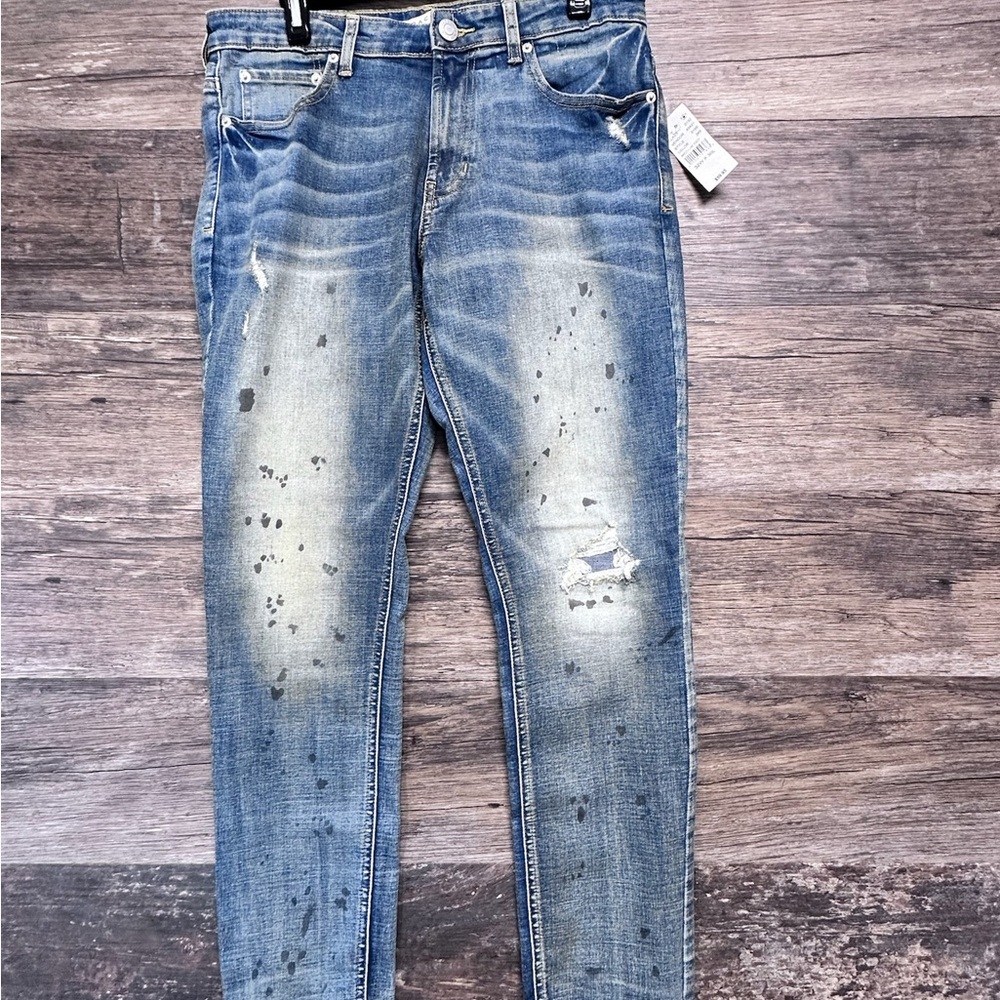 PacSun Blue Skinny Jeans with Distressed Details Mens 32x30